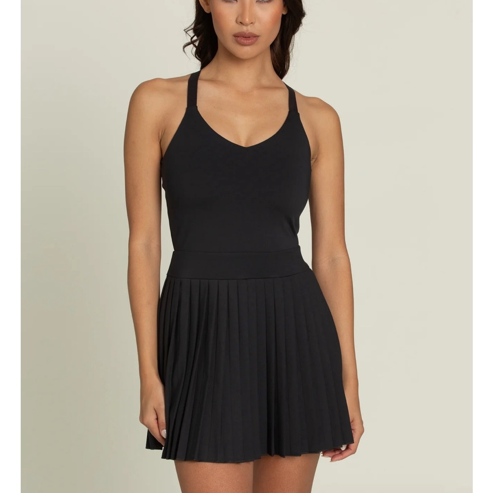 Athletic Black Pleated Skort Dress